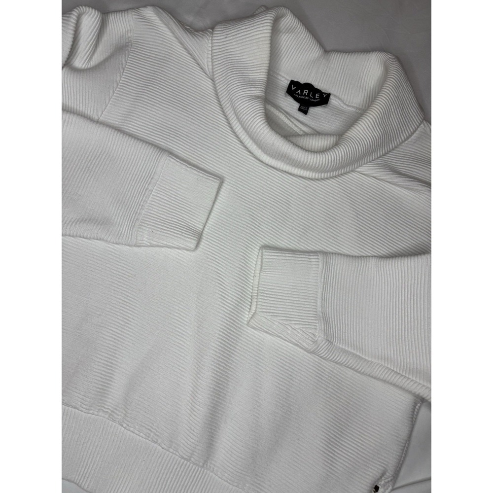 Varley Mock Neck Pullover Sweater White Long Sleeve Size Small‎ Cotton